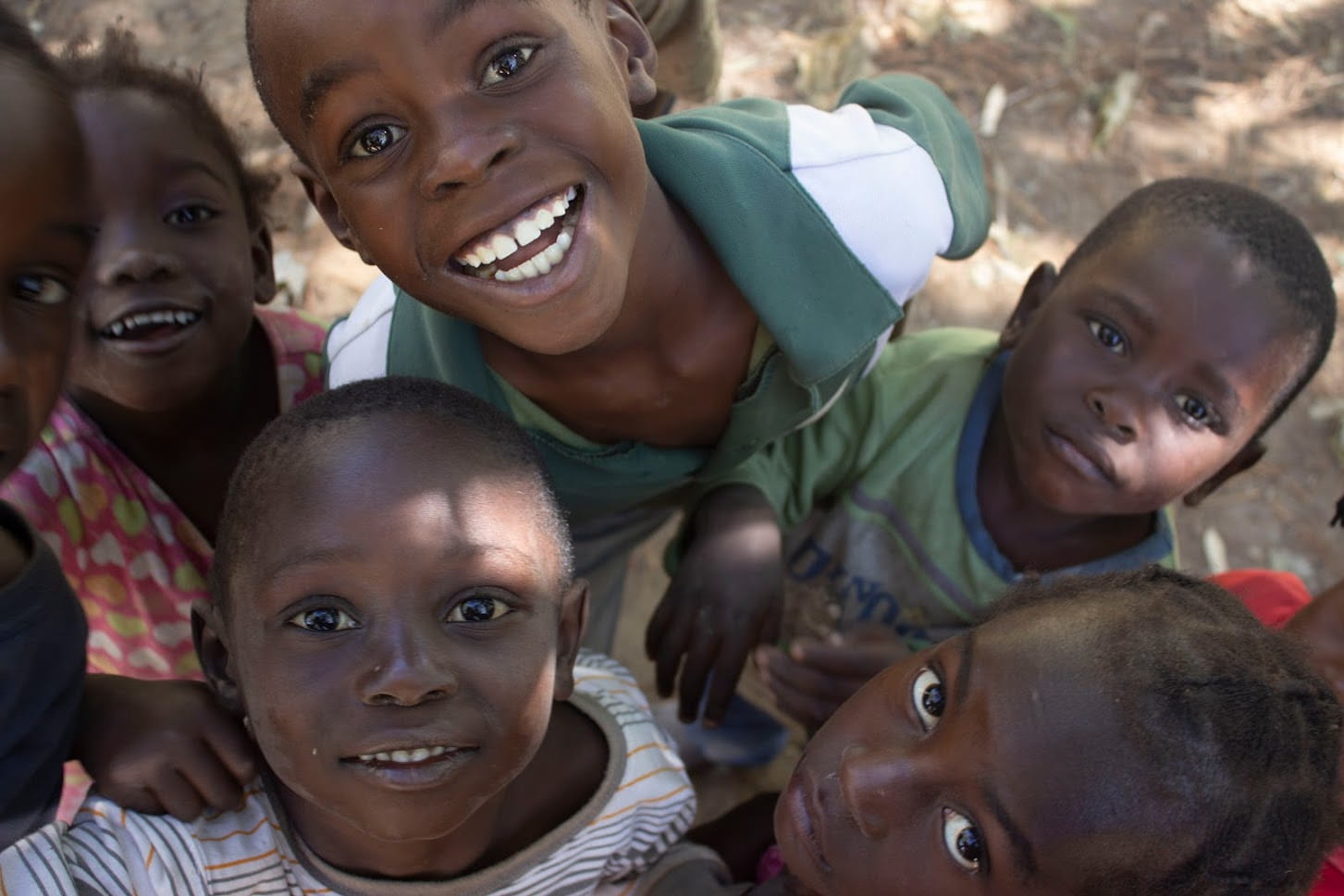 Kids in Zambia Looking Up and Smiling